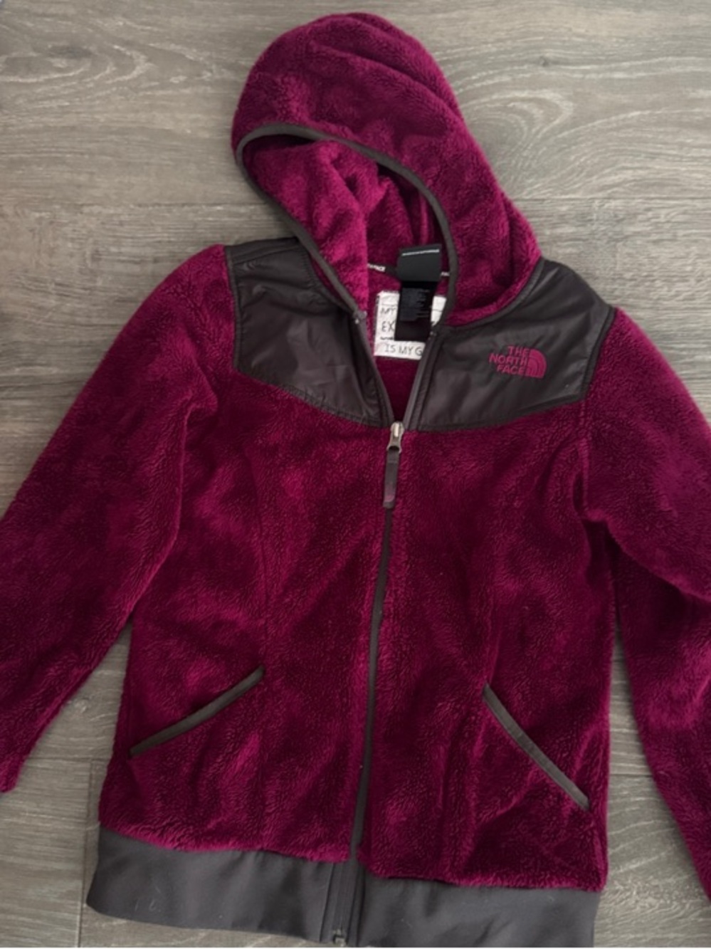 The North Face Girls' Burgundy Hooded Plush Jacket Sz M (age 10-12)